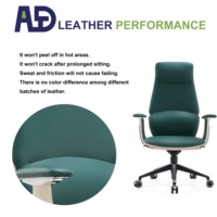 Chaise de bureau de direction ergonomique moderne de luxe à dossier haut en cuir véritable avec soutien lombaire, pivotante et réglable en hauteur