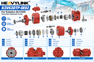 ปั๊มไฮดรอลิกสำหรับรถขุด K3V63DTP-OE02 สำหรับ Kobelco SK135SR อะไหล่เครื่องจักรก่อสร้าง - Product Image 2