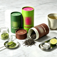 Boîte cylindrique en papier kraft personnalisée de qualité alimentaire, avec doublure en aluminium anti-humidité, pour emballage de thé, de plantes médicinales et de matcha