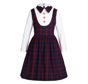 <span class=keywords><strong>2022</strong></span> haute qualité et doux Ecosse école uniforme conception treillis chemises costume longue robe pour élève du primaire - Product Image 1
