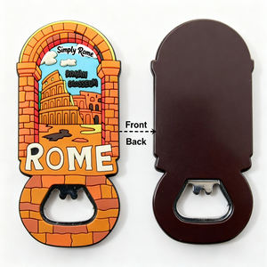 פותחן בקבוקים תלת מימדי ממתכת עם לוגו בהתאמה אישית, מזכרת נסיעות, מגנט אפוקסי למקרר עם דמות עיר/מדינה - Product Image 2