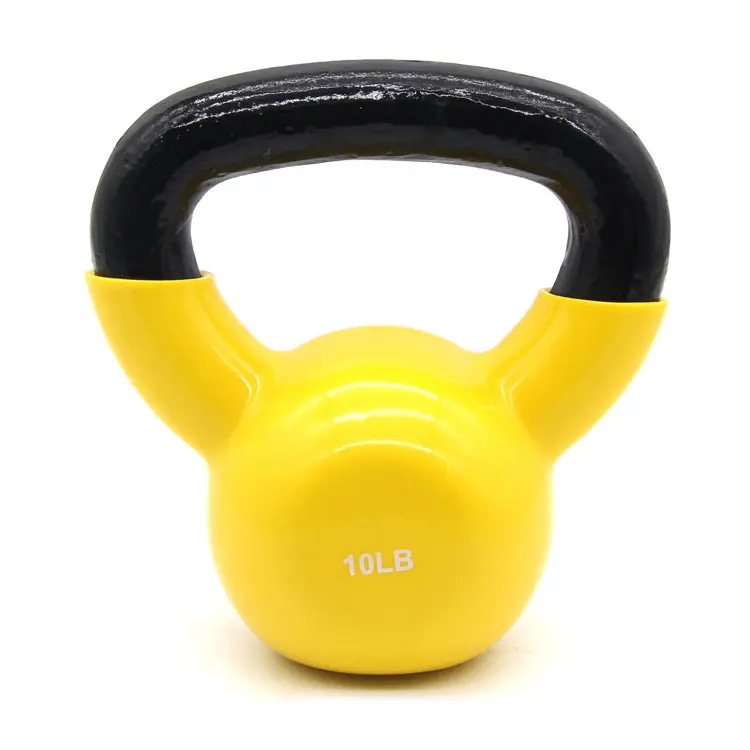 Juegos de pesas rusas sumergidas en vinilo 5lbs-100lbs para ejercicios gimnasio hogar hierro fundido sólido vinilo recubierto inmersión Kettlebell