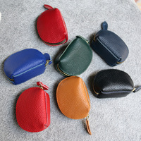 Nouveau simple rétro mini porte-monnaie en peau de vache petit portefeuille femmes en cuir véritable boulette fermeture éclair sac à monnaie