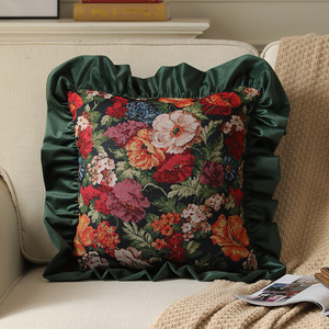 Cổ Điển Nhung Gardenia Hoa Jacquard Ném Gối Ruffles Vuông Trang Trí Đệm Bìa Mà Không Cần Chèn Cho Đi văng/ - Product Image 5