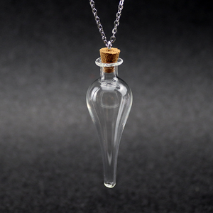 Haute qualité 20*60mm collier en verre Transparent bouteille de <span class=keywords><strong>parfum</strong></span> pendentif Simple titane acier pour cadeaux à des amis - Product Image 4