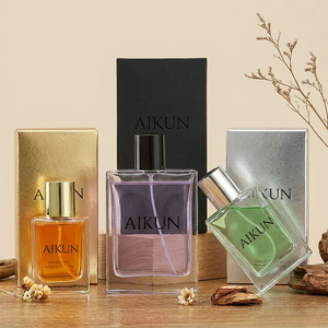 Aikun Wholesale Supply Bulk Orders Rectangular Glass Perfume Set With Color <b>Gift</b> <b>Box</b> Metal Cap For Private Label Fragrance - Product Image 1