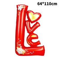 Vente en gros de nouveaux ballons de la Saint-Valentin, ensemble de ballons en feuille d'aluminium 3D en forme de LOVE, décorations créatives pour mariage, salle de réception et fête