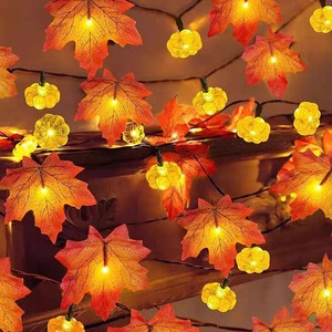 ไฟประดับรูปใบเมเปิลและฟักทองแบบ <span class=keywords><strong>LED</strong></span> ใช้พลังงานจาก USB สำหรับตกแต่งบ้านในเทศกาลวันขอบคุณพระเจ้าและฮาโลวีน - Product Image 1