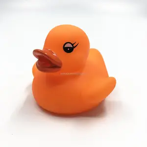 乙烯基橡胶橙色鸭子沐浴玩具婴儿浴缸装饰散装鸭子2英寸