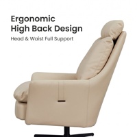Fauteuil pivotant en similicuir, fauteuil de salon moderne à dossier haut, fauteuil pivotant avec base en étoile métallique pour salon, bureau
