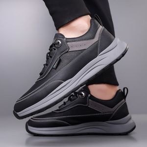 Chaussures de marche respirantes et légères pour hommes, bout rond, tige synthétique, doublure en mesh, semelle extérieure en caoutchouc, à lacets, talon bas, mode décontractée - Product Image 3