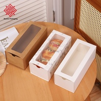 Baoren – Boîtes à pain et gâteaux en papier kraft réutilisables, haut de gamme, minimalistes, à ouverture par le haut, avec fenêtre transparente, grande capacité, type cadre photo