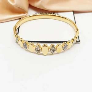 Fashion Bangle 316L Stainless Steel PVD Gold Plating <b>Crystal</b> Inlay Women's Jewelry <b>Bracelet</b> - Product Image 1