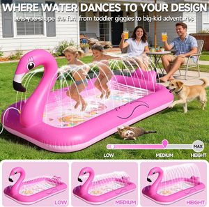 Pink Flamingo <b>Inflatable</b> Sprinkler <b>Pool</b>, Outdoor Water Play Mat <b>for</b> Kids - Product Image 5