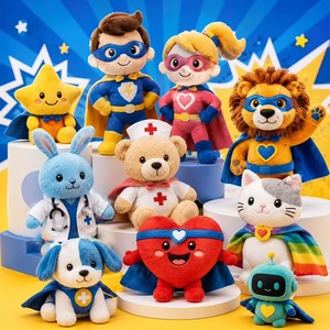 Set de Peluches de Superhéroes, Animales y Personajes Humanos con Capa, Venta al Por Mayor - Product Image 1