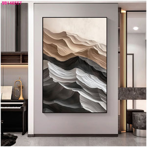Quadro Moderno Fatto a Mano con Paesaggio Marino in Colori Neutri, Arte Murale 3D con Effetto Onde da Spiaggia su Tela - Product Image 6