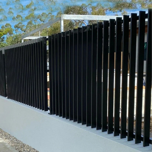 Phong cách hiện đại màu đen kim loại nhôm hàng rào hệ thống đá đen hàng rào tấm riêng tư hàng rào Bảng điều khiển ngoài trời - Product Image 2
