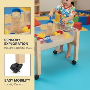 Table d'activité en bois Montessori Sensory Indoor Play pour la <span class=keywords><strong>maternelle</strong></span> Table à eau de sable préscolaire pour la garderie pour la salle de bain Chambre à coucher - Product Image 2