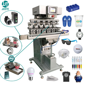 Máquina de Impresión Tampográfica de 5/6 Colores, Mini Impresora Neumática con Calentamiento <span class=keywords><strong>para</strong></span> Etiquetas de Cuidado del Cuello, Cinta de Nailon, Tazón de Cerámica <span class=keywords><strong>para</strong></span> <span class=keywords><strong>Perros</strong></span>, Taza de Café - Product Image 1