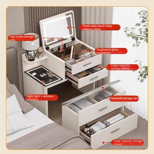 Coiffeuse multifonctionnelle avec chargeur, commodes <span class=keywords><strong>de</strong></span> rangement, miroir LED <span class=keywords><strong>et</strong></span> <span class=keywords><strong>table</strong></span> <span class=keywords><strong>de</strong></span> maquillage relevable pour <span class=keywords><strong>chevet</strong></span> - Product Image 3