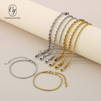 Pulsera de Cadena Trenzada de Moda, Unisex, Varios Tamaños, Acero Inoxidable, Eslabones de Cable Trenzado, Joyería para Mano, Venta al por Mayor