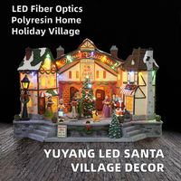 Décoration de magasin Yuyang en polyrésine avec LED, grandes maisons de Noël en fibre optique pour village, 36,5x22,5x26cm, pour intérieur