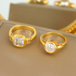 Anillos de Zirconia Chapados en Oro de 21k, Directo de Fábrica, Antideslustre, Joyería Nupcial para Mujer, Anillos para Fiesta - Product Image 5