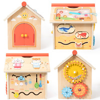 Montessori Wooden Busy Board House Jouet éducatif pour enfants Coordination œil-main
