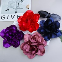 Fleurs en tissu 3D artificielles décoratives faites à la main en mousseline de soie de 14 cm, fleurs en tissu unies personnalisées pour enfants, 21 couleurs