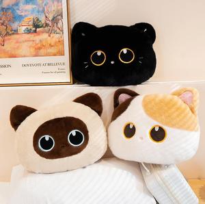 Cuscino a Forma di Gatto <span class=keywords><strong>Super</strong></span> Morbido, Bianco e Nero con Grandi Occhi, Giocattolo Imbottito in Cotone PP, Decorazione - Product Image 2