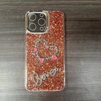 Coque de téléphone en TPU avec design Love Glitter pour iPhone 18 17 16 15 14 13 12 11, coque arrière scintillante pour Samsung A08 A18 A17 A07 A16 A06