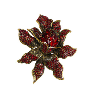 XILIANGFEIZI Novo Broche de Flor Grande em Liga com Strass, Acessório de Moda com Pétalas de Cristal para Casacos Femininos - Product Image 5