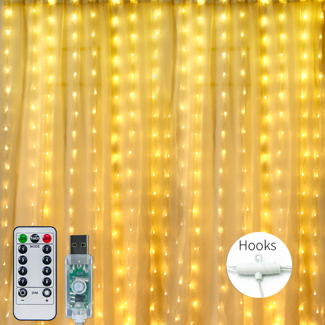 Fairy Curtain Lights 600 LED 9.8ftX9.8ft 8Modes Safety Window Lights for Home Wedding Christmas Party Family
