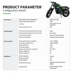 Motocyclettes vintage Cafe Racer tout-terrain 2000W 72V zéro émission, <span class=keywords><strong>moto</strong></span> électrique pour adultes pour les États-Unis, l'Europe et le Moyen-Orient - Product Image 2