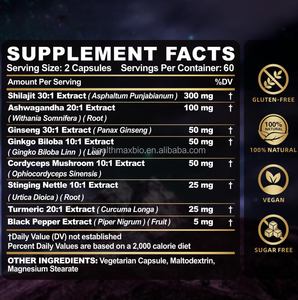अश्वगंधा जिनसेंग और पुरुषों/महिला शिलजीत कैप्सूल के साथ पुरुषों के लिए अधिक फुल्विक हॉट सेलिंग प्रीमियम शिलजीत कैप्सूल - Product Image 3