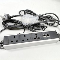Bloc d'alimentation multiprise 3 prises en alliage d'aluminium pour montage en rack, prise PDU universelle, distribution d'alimentation, prise PDU UK 13A avec RJ45