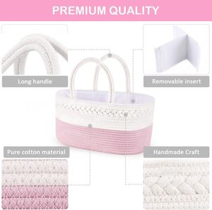 Diaper Caddy Organizer Cotton Rope Nursery Baby Basket <strong>Changing</strong> <strong>Table</strong> Organizer Diaper Nursery Storage Bin - Product Image 2