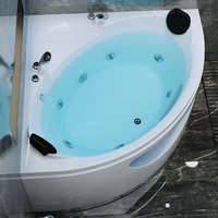 Jacuzzyi Fonction Noir Acrylique Salle de Bain Baignoire Coin Jakuzzy Intérieur Maison Spa pour 2 Personnes Air Jet Kit Baignoire