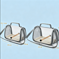 Sac de transport transparent pour oiseaux avec perchoir et plateau, cage de voyage respirante pour petits animaux