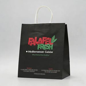 Bolsas de Papel Kraft Marrón de Lujo Impresas Personalizadas Reciclables, Bolsa de Compras para Llevar Comida Rápida, con su Propio Logotipo - Product Image 3