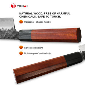 طقم سكاكين الشيف الدمشقية الاحترافية للمطبخ لنزع العظم بشعار مخصص، سكين جزار ياباني مطروق يدويًا بمقبض من خشب الورد المعدني - Product Image 4