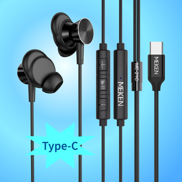 In-Ear Headphones Type-C Wired Music Earphones Android Phones Built-in Remote Control Active Noise Cancellation IPX-4 Waterproof