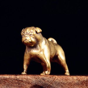 Statuetta in Ottone di Bulldog Francese in Miniatura, Decorazione da Scrivania, Simpatica Figurina di Cane Chihuahua, Souvenir Zodiacale - Product Image 1