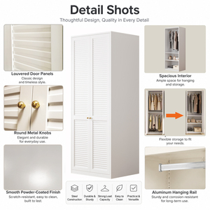 Armoire moderne en acier avec tiroirs et portes à persiennes, <span class=keywords><strong>placard</strong></span> de rangement métallique pour chambre à coucher, taille personnalisée pour l'Asie du Sud-Est - Product Image 3