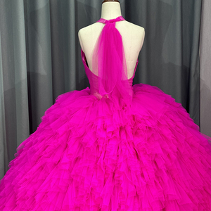 Jancember 5728 moda fucsia espalda descubierta Puffy vestidos de fiesta de noche para mujer - Product Image 6