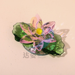 Adorno de Loto de Cristal Rosa, Decoración Feng Shui para el Hogar, Accesorio para Auto, Regalo - Product Image 4