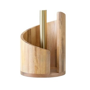 Porte-serviettes en papier pour comptoir avec base ronde en bois, organiseur de rouleaux de cuisine pour table à manger - Product Image 3