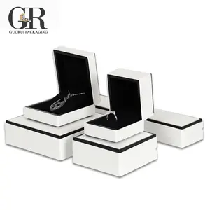 Guorui Elegante Luxus Papier Leder Schmuck Hochzeit Verlobung weiß Geschenk Ring Box