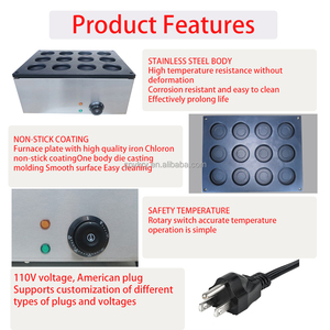 Máquina Comercial para Hacer Waffles de Frijoles Rojos Japoneses, 12 Unidades, Forma Redonda, Antiadherente, para Hacer Panqueques de Huevo, Máquina de Snacks de Acero Inoxidable - Product Image 6