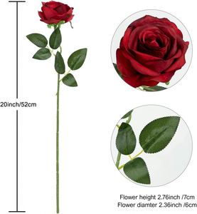 ดอกกุหลาบผ้าไหมสัมผัสเหมือนจริงคุณภาพสูง ก้านเดี่ยว เป็นมิตรกับสิ่งแวดล้อม ดอกไม้ประดิษฐ์สำหรับวันแม่ วันคริสต์มาส และวันตรุษจีน - Product Image 4